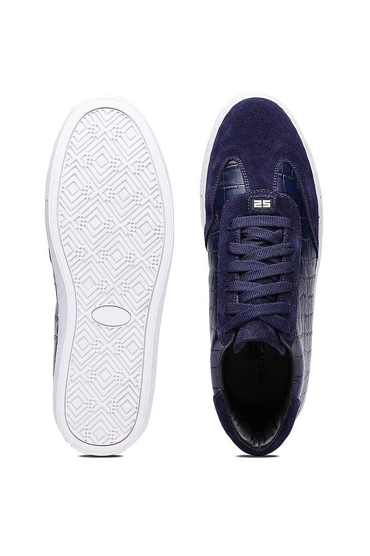 Blue Croco Leather Sneakers by SHUTIQ at Pernia's Pop Up Shop