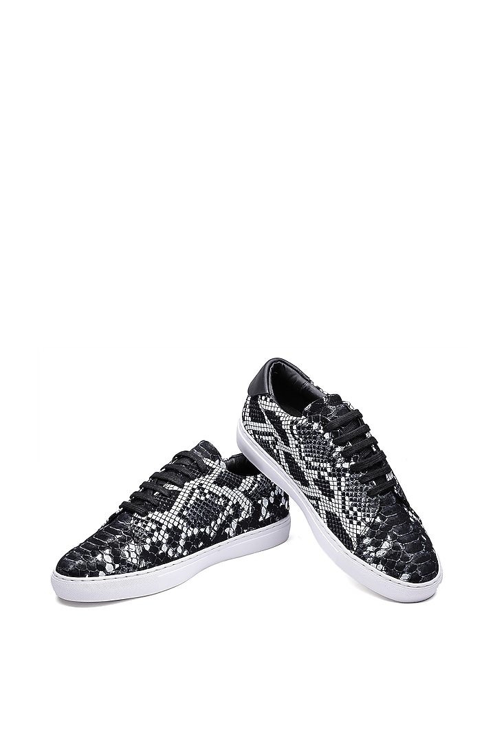 Black Leather Sneakers by SHUTIQ at Pernia's Pop Up Shop