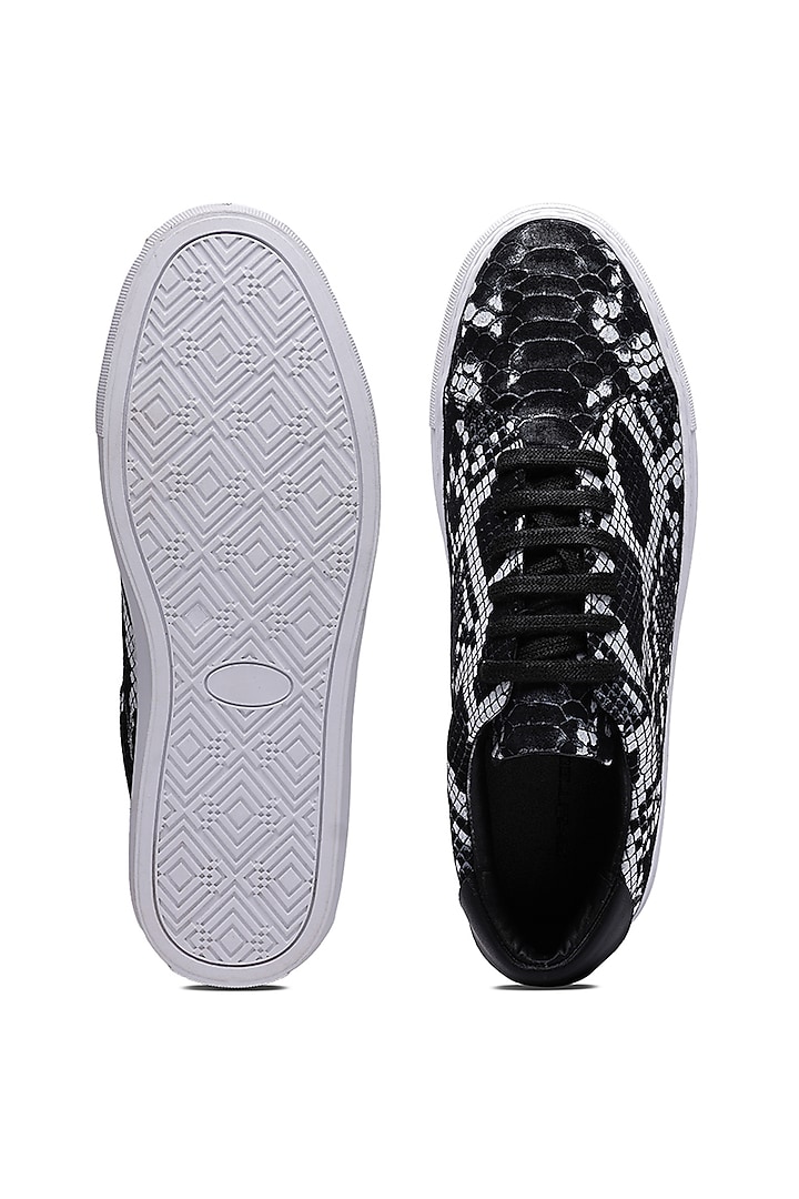 Black Leather Sneakers by SHUTIQ at Pernia's Pop Up Shop