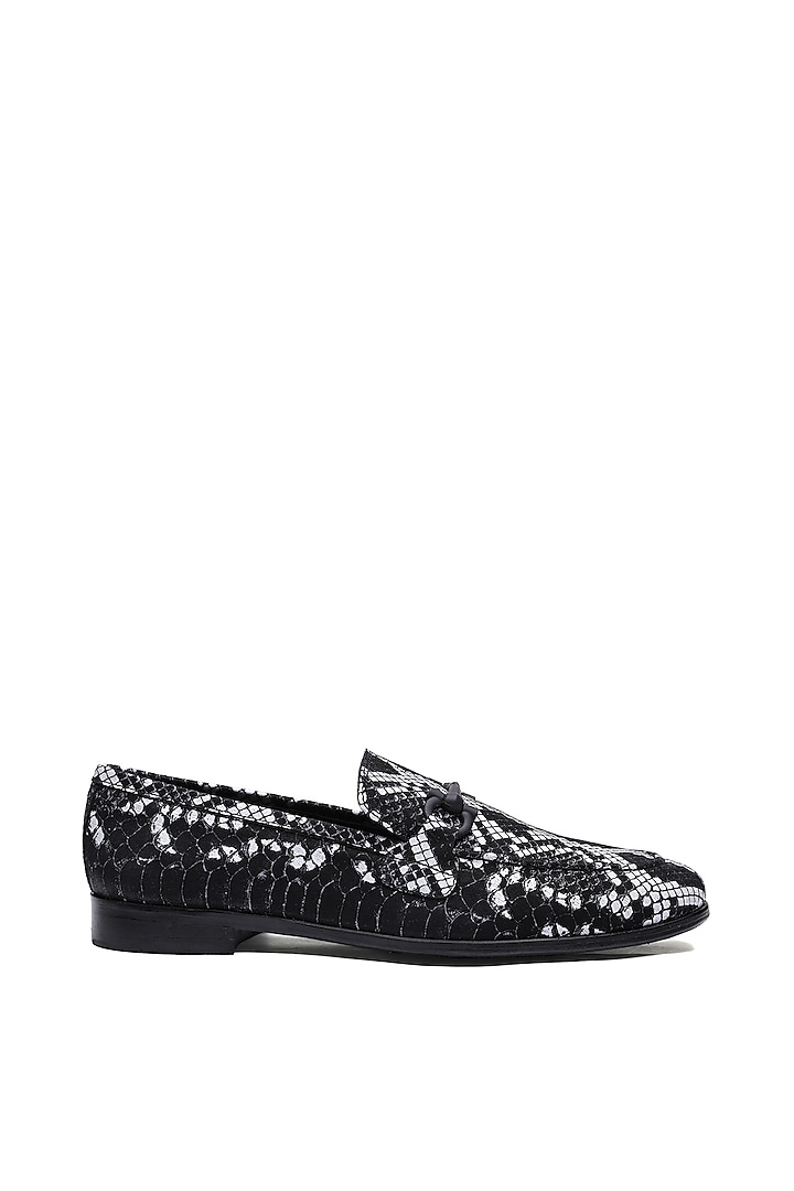 Black Leather Slip-On Sneakers by SHUTIQ at Pernia's Pop Up Shop
