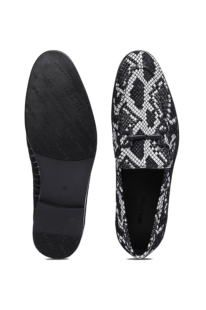 Black Leather Slip-On Sneakers by SHUTIQ at Pernia's Pop Up Shop