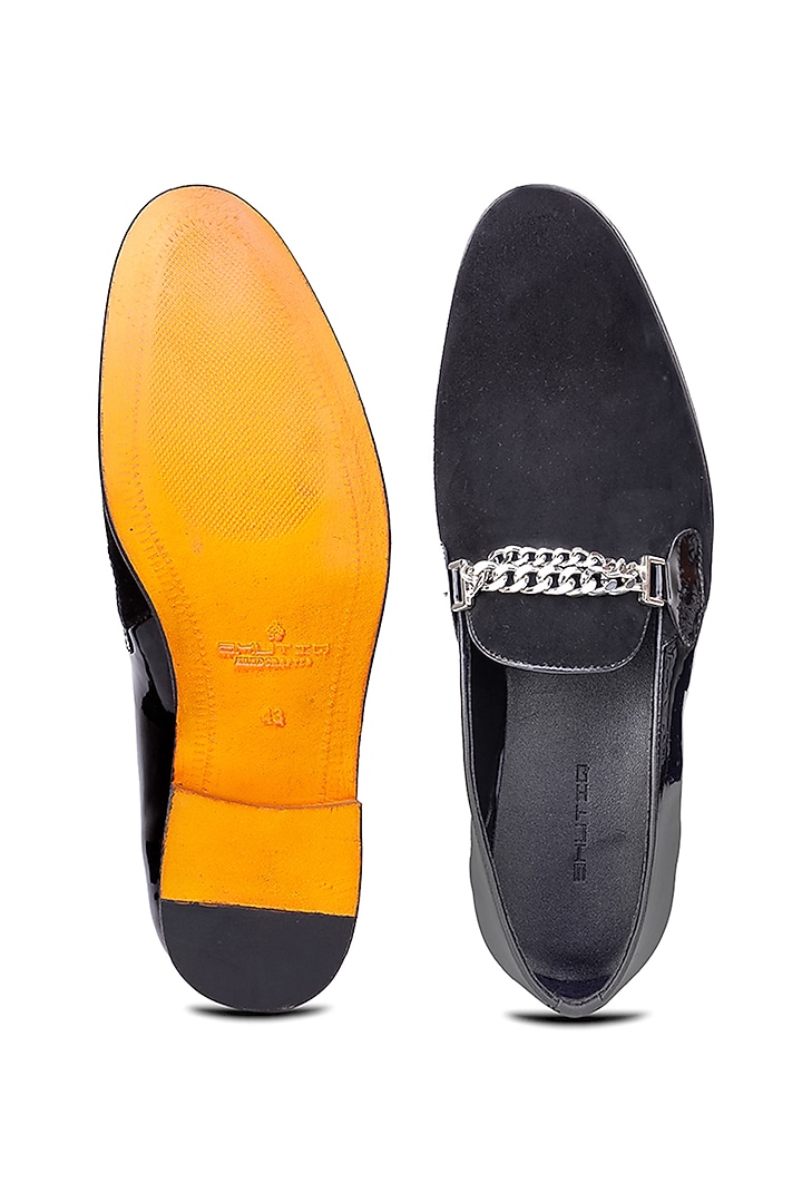 Black Suede & Patent Leather Slip-On Shoes by SHUTIQ at Pernia's Pop Up Shop