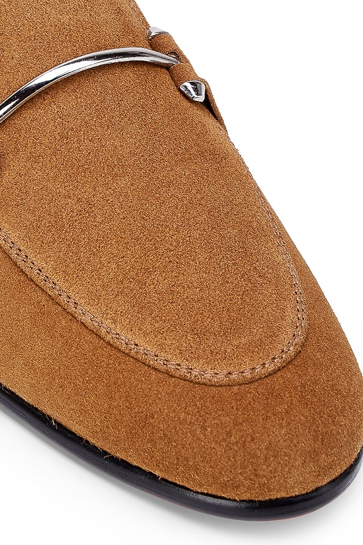 Tan Suede Slip-On Shoes by SHUTIQ at Pernia's Pop Up Shop