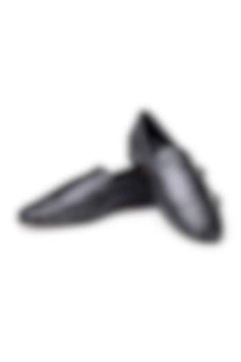 Black Leather Monk Shoes by SHUTIQ