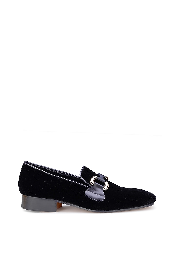 Black Velvet Slip-On Shoes by SHUTIQ at Pernia's Pop Up Shop