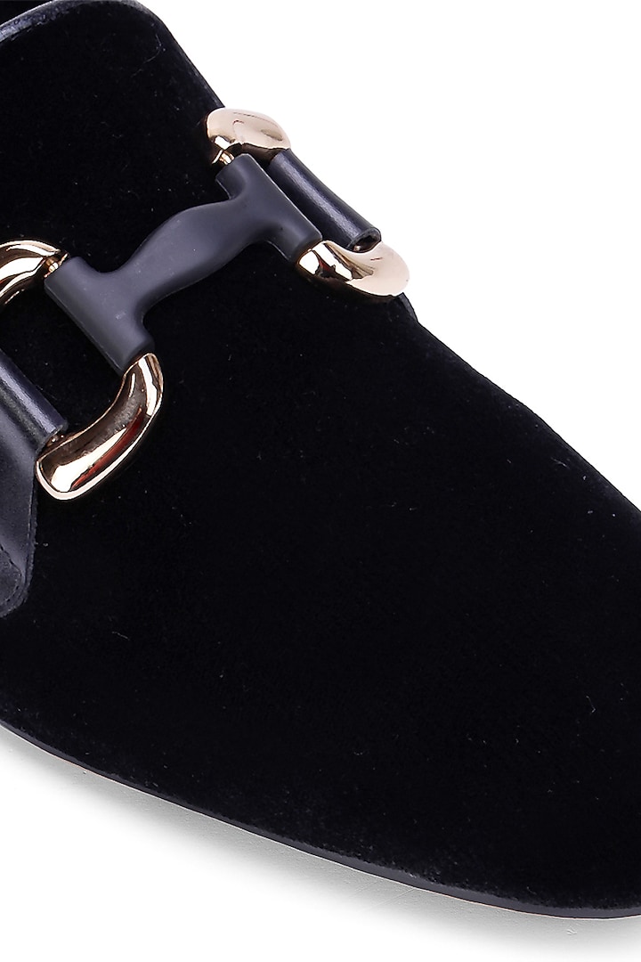 Black Velvet Slip-On Shoes by SHUTIQ at Pernia's Pop Up Shop