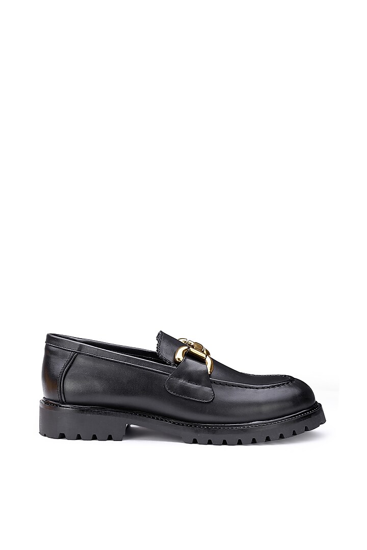 Black Leather Embellished Sneakers by SHUTIQ at Pernia's Pop Up Shop