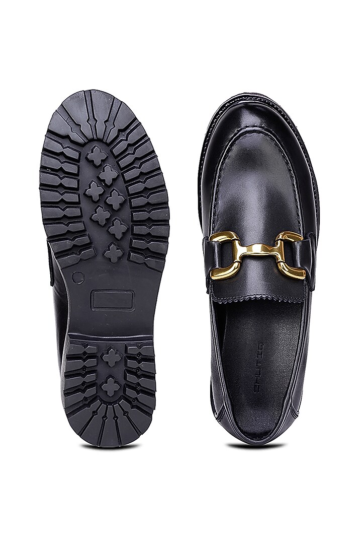 Black Leather Embellished Sneakers by SHUTIQ at Pernia's Pop Up Shop