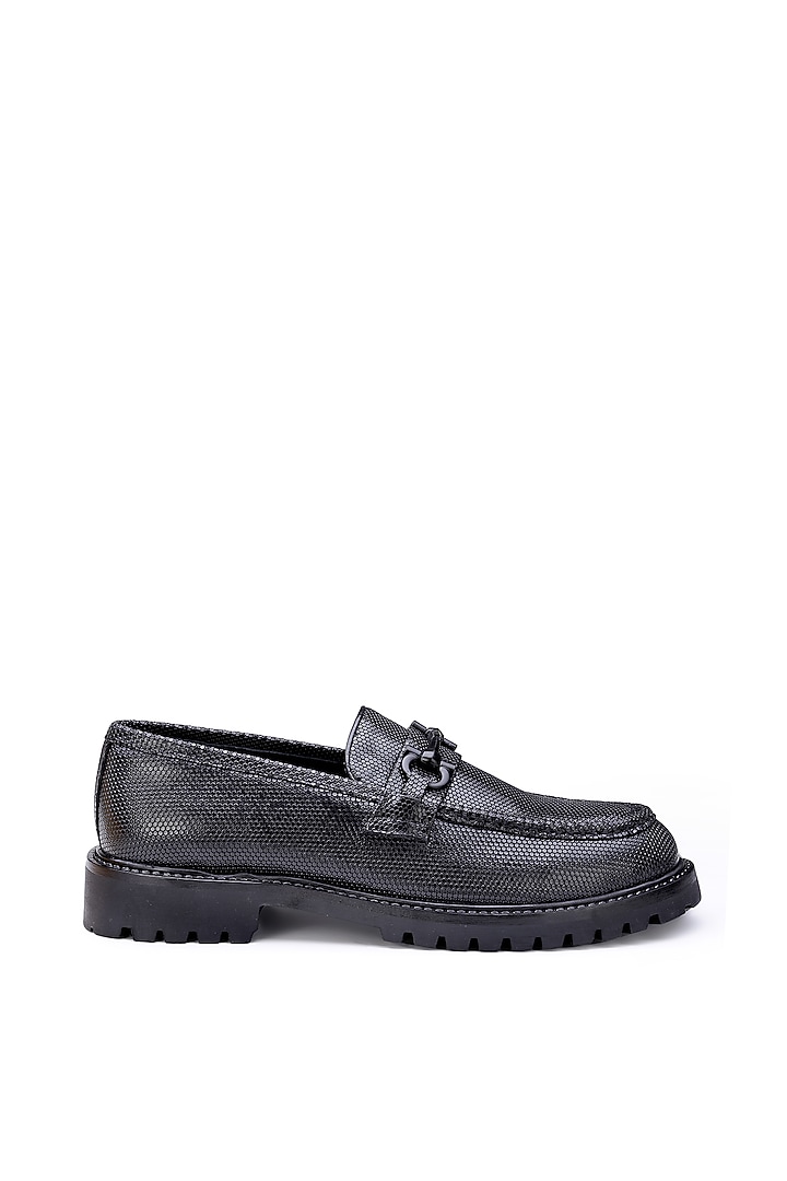 Black Leather Embellished Sneakers by SHUTIQ at Pernia's Pop Up Shop