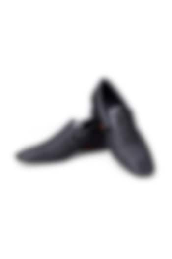Black Leather Slip-On Shoes by SHUTIQ
