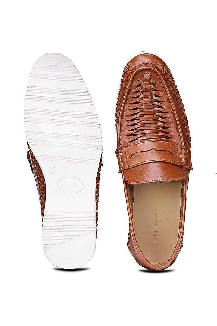 Tan Leather Sneakers by SHUTIQ at Pernia's Pop Up Shop