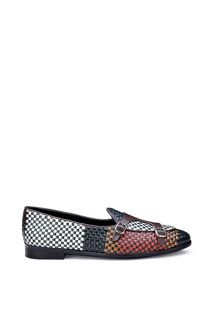 Multi-Colored Leather Monk Shoes by SHUTIQ at Pernia's Pop Up Shop