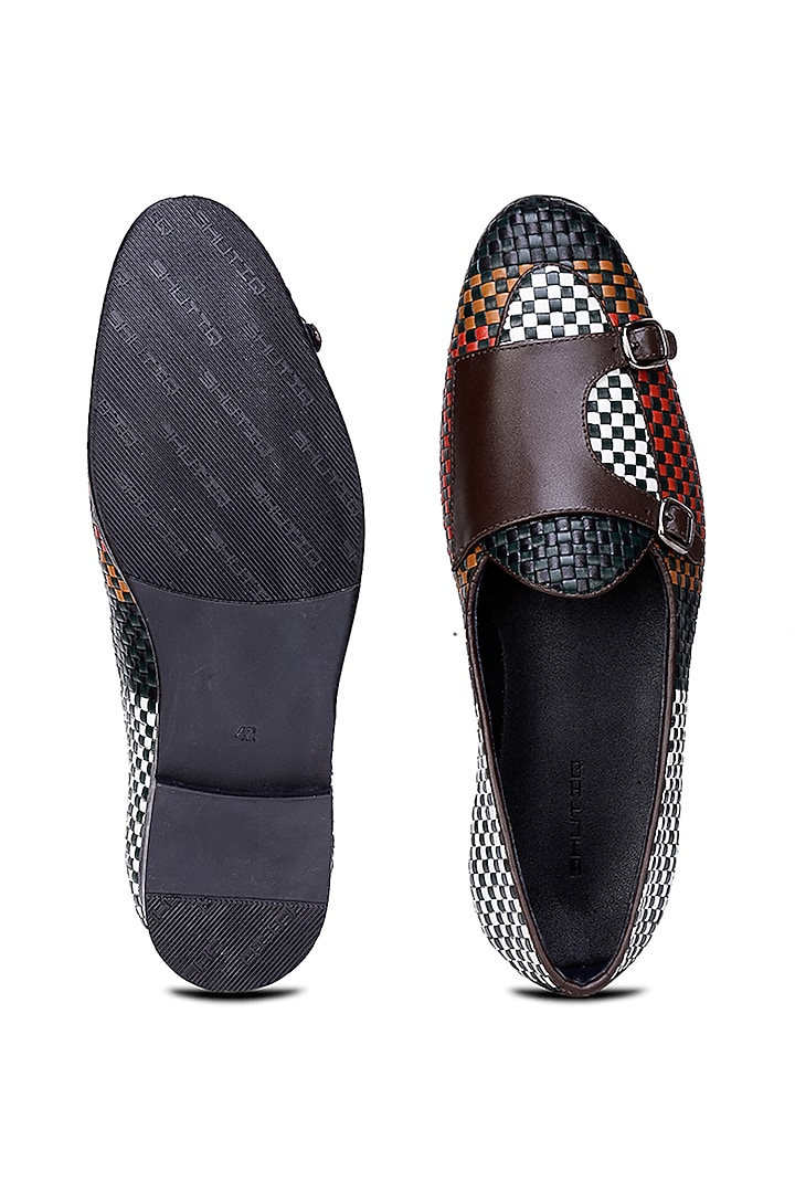 Multi-Colored Leather Monk Shoes by SHUTIQ at Pernia's Pop Up Shop