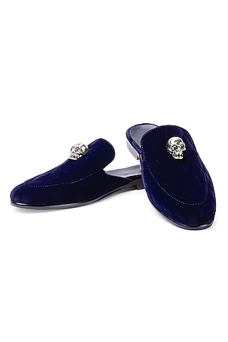 Blue Velvet Mules by SHUTIQ