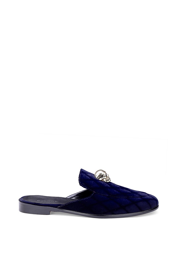 Blue Velvet Mules by SHUTIQ at Pernia's Pop Up Shop