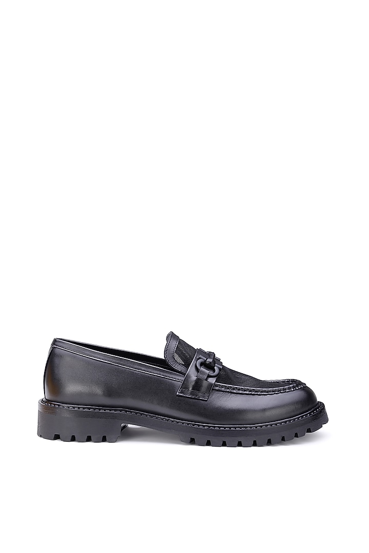 Black Leather Embellished Sneakers by SHUTIQ at Pernia's Pop Up Shop