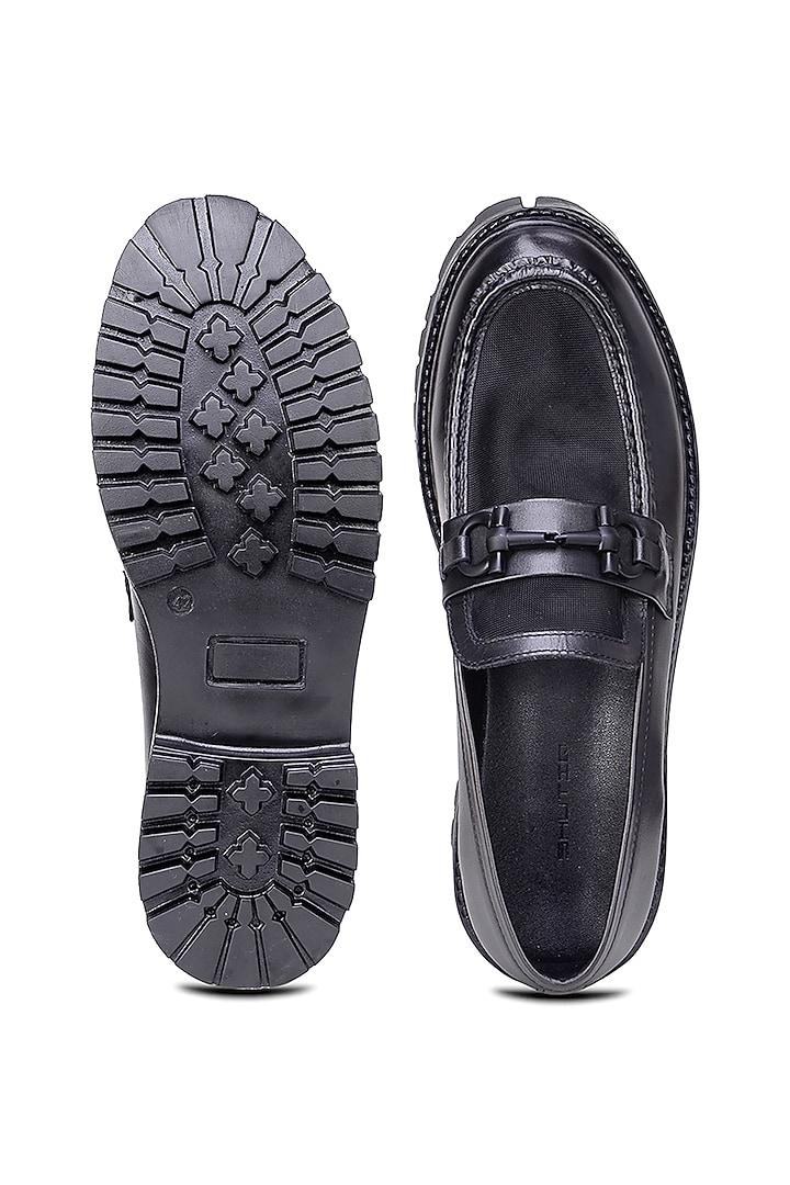 Black Leather Embellished Sneakers by SHUTIQ at Pernia's Pop Up Shop