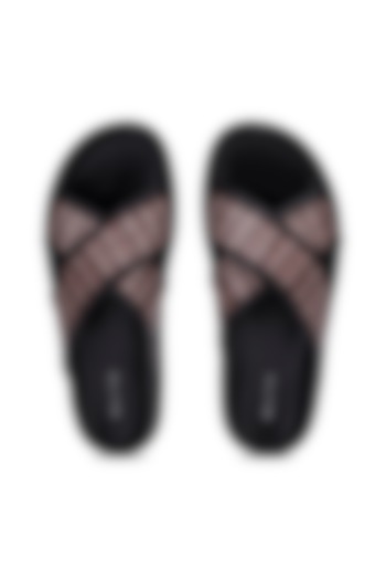 Black & Fawn Leather Slippers by SHUTIQ at Pernia's Pop Up Shop