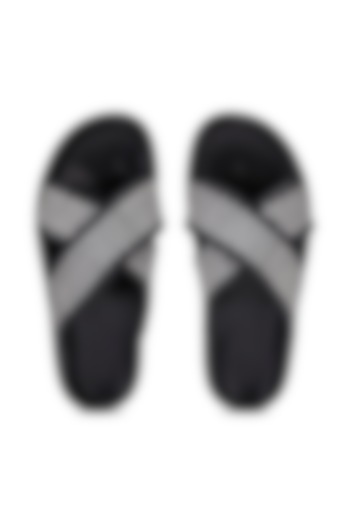 Black & White Leather Checkered Slippers by SHUTIQ at Pernia's Pop Up Shop