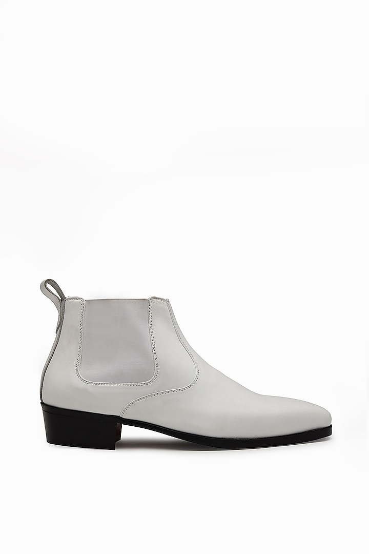 White Leather Boots by SHUTIQ