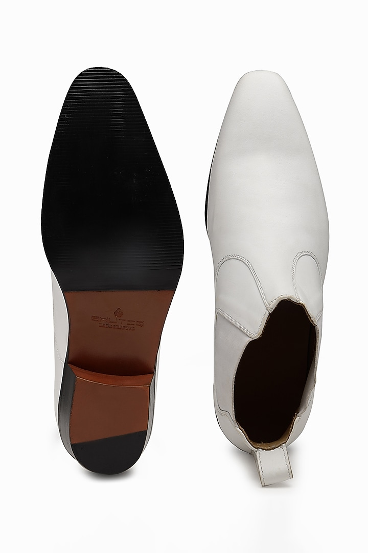 White Leather Boots by SHUTIQ at Pernia's Pop Up Shop