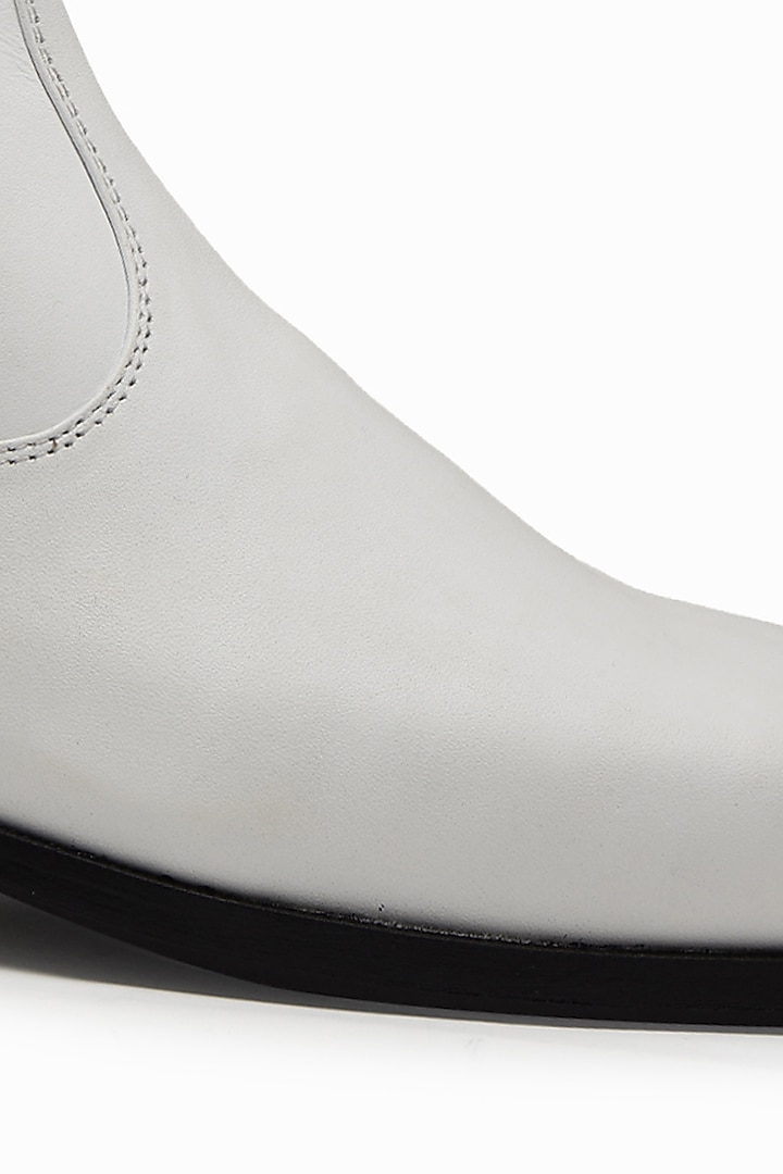 White Leather Boots by SHUTIQ at Pernia's Pop Up Shop