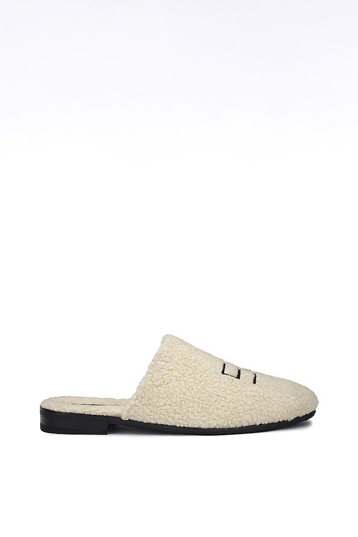 White Fur Mules by SHUTIQ at Pernia's Pop Up Shop