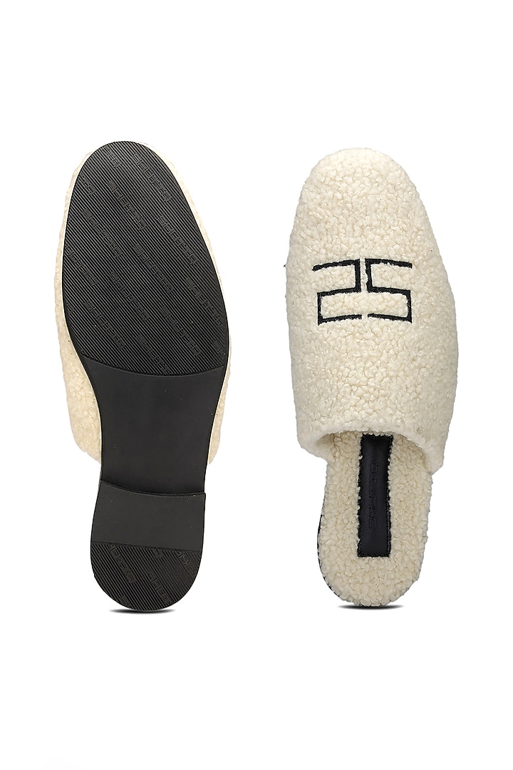White Fur Mules by SHUTIQ at Pernia's Pop Up Shop