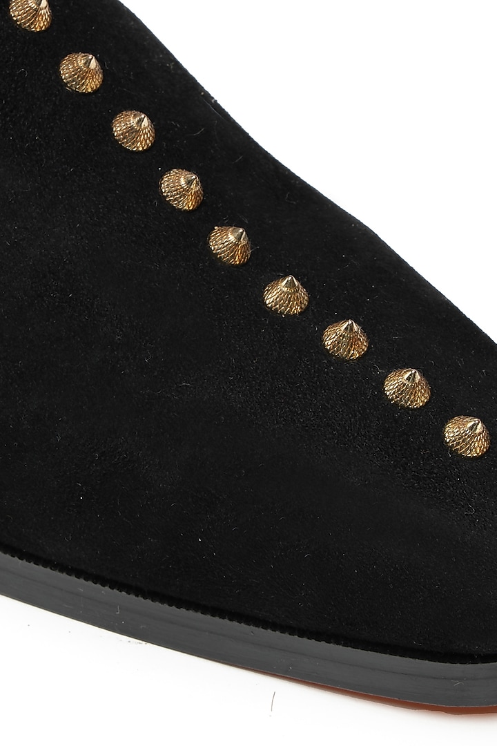 Black Suede Embellished Boots by SHUTIQ at Pernia's Pop Up Shop