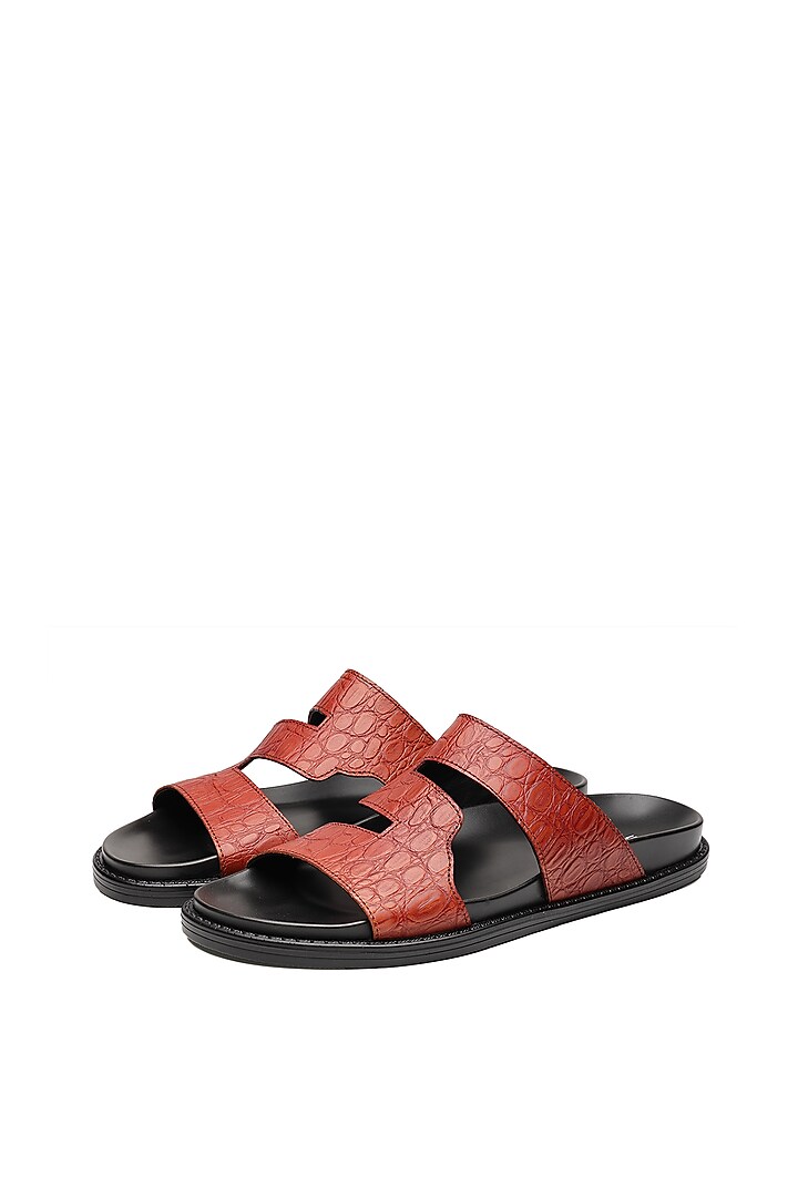 Tan Leather Slip-ons by SHUTIQ at Pernia's Pop Up Shop