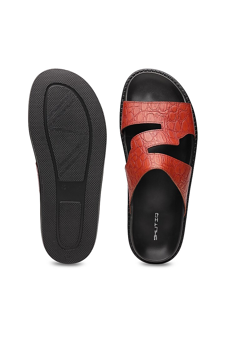 Tan Leather Slip-ons by SHUTIQ at Pernia's Pop Up Shop