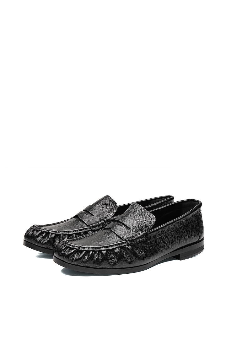 Black Leather Loafers by SHUTIQ at Pernia's Pop Up Shop
