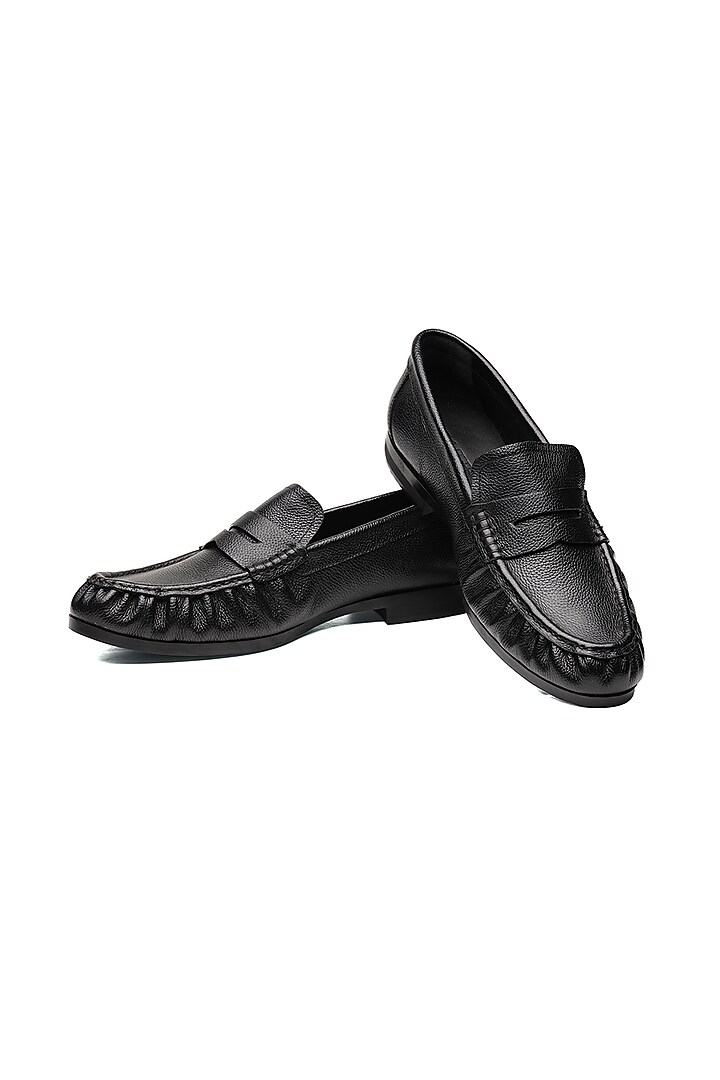 Black Leather Loafers by SHUTIQ at Pernia's Pop Up Shop