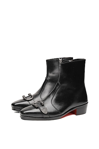 Black Leather Boots by SHUTIQ