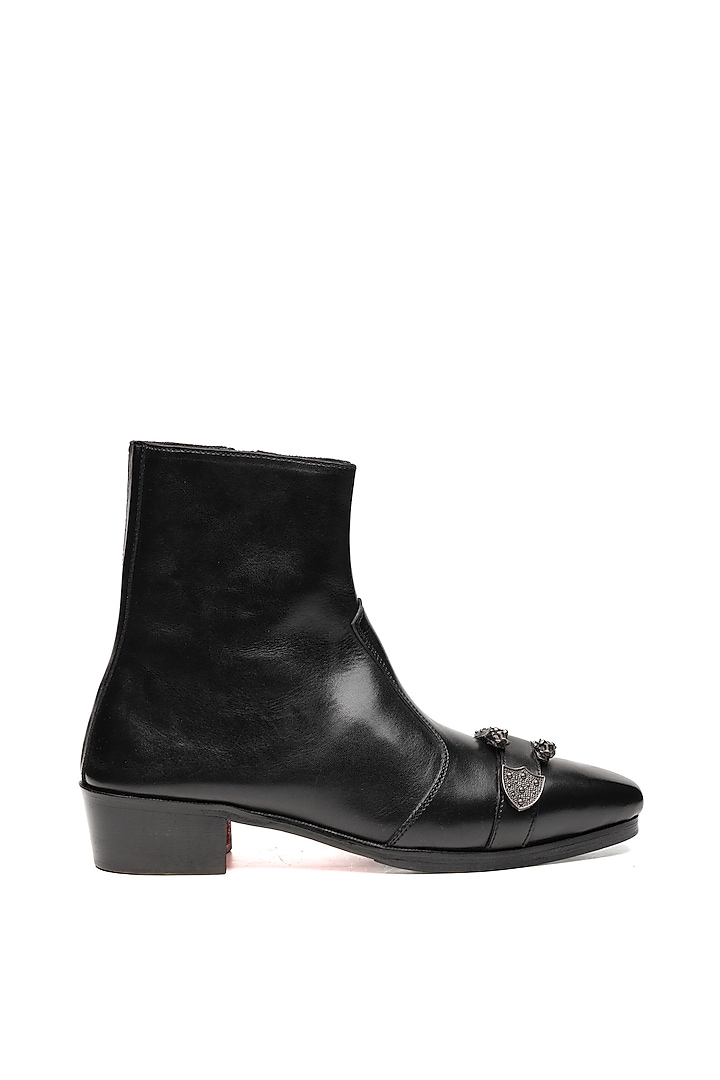 Black Leather Boots by SHUTIQ at Pernia's Pop Up Shop
