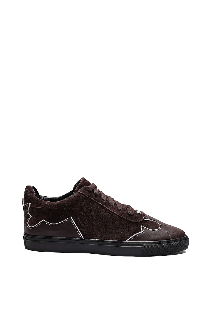 Brown Suede & Leather Sneakers by SHUTIQ at Pernia's Pop Up Shop