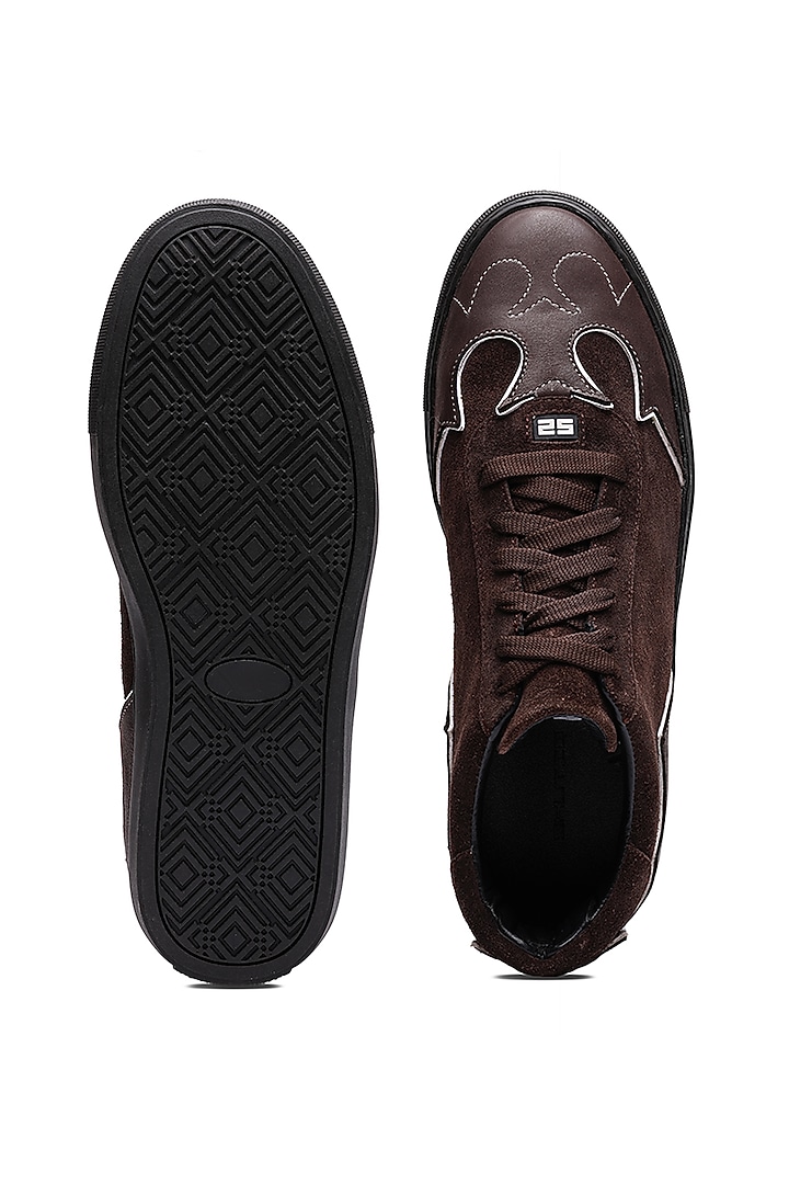 Brown Suede & Leather Sneakers by SHUTIQ at Pernia's Pop Up Shop