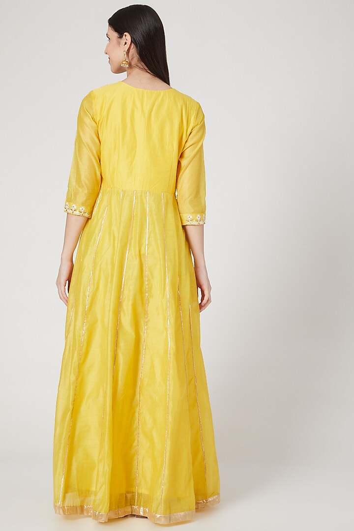 Yellow Embellished Anarkali Set by Shree Tatvam at Pernia's Pop Up Shop