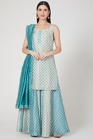 Delight Blue Sharara Set by Shree Tatvam