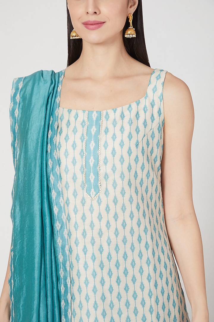Delight Blue Sharara Set by Shree Tatvam at Pernia's Pop Up Shop