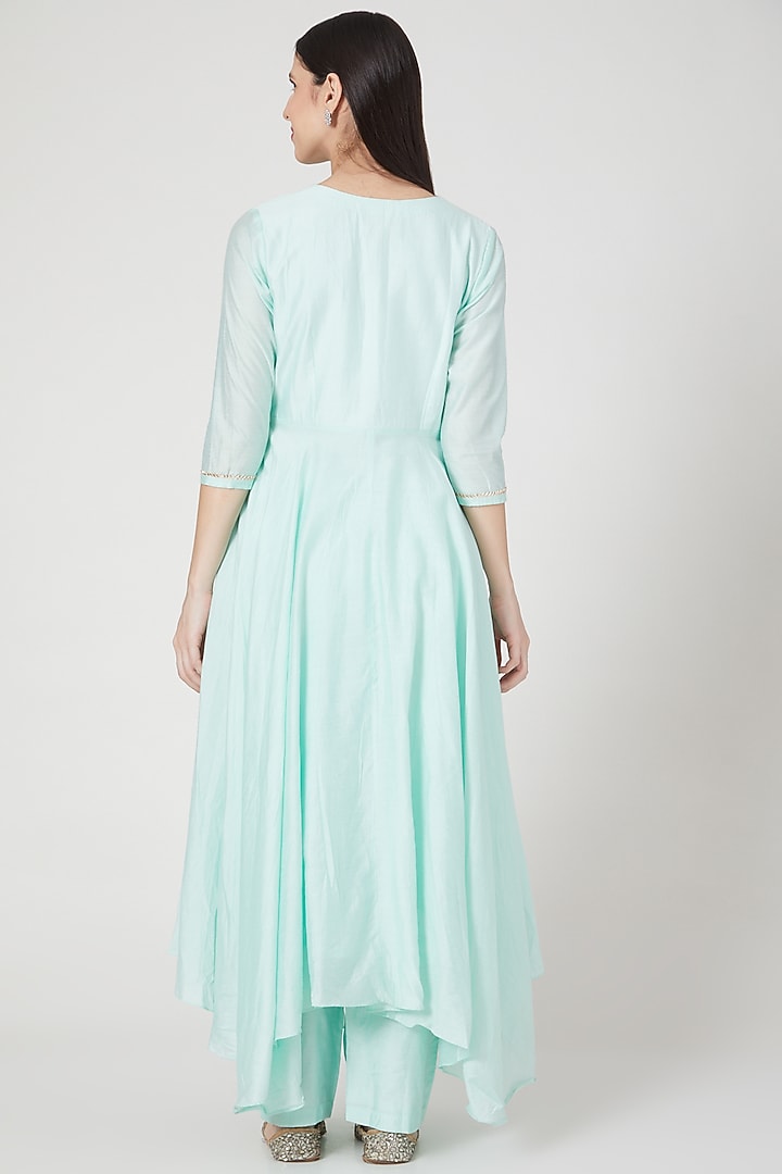 Sky Blue Embellished Kurta Set by Shree Tatvam at Pernia's Pop Up Shop