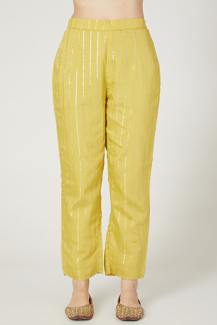 Mustard Mirror Embellished Kurta Set by Shree Tatvam at Pernia's Pop Up Shop