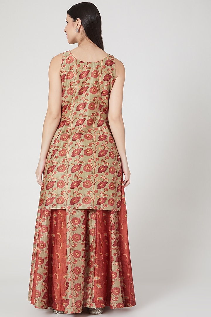 Brick Brown Embellished Sharara Set by Shree Tatvam at Pernia's Pop Up Shop