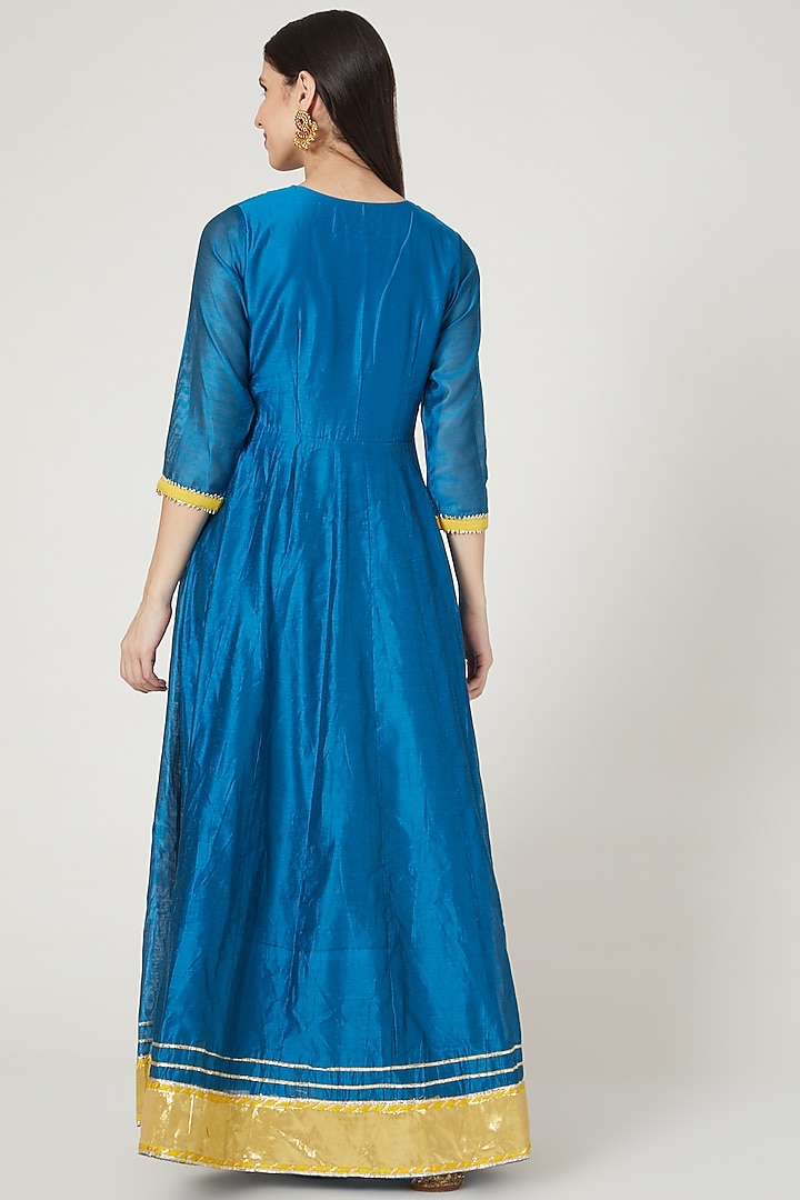 Cobalt Blue Embellished Anarkali Set by Shree Tatvam at Pernia's Pop Up Shop