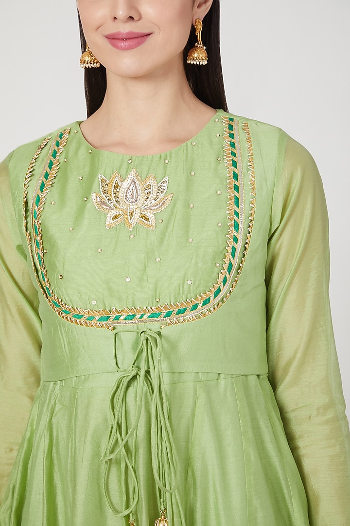 Light Green Embellished Anarkali by Shree Tatvam at Pernia's Pop Up Shop
