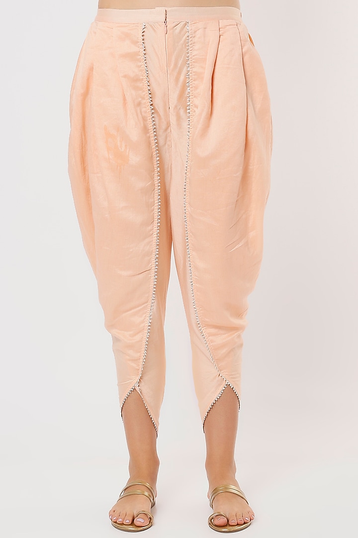 Peach Chanderi Cotton Dhoti Set by Shree Tatvam at Pernia's Pop Up Shop