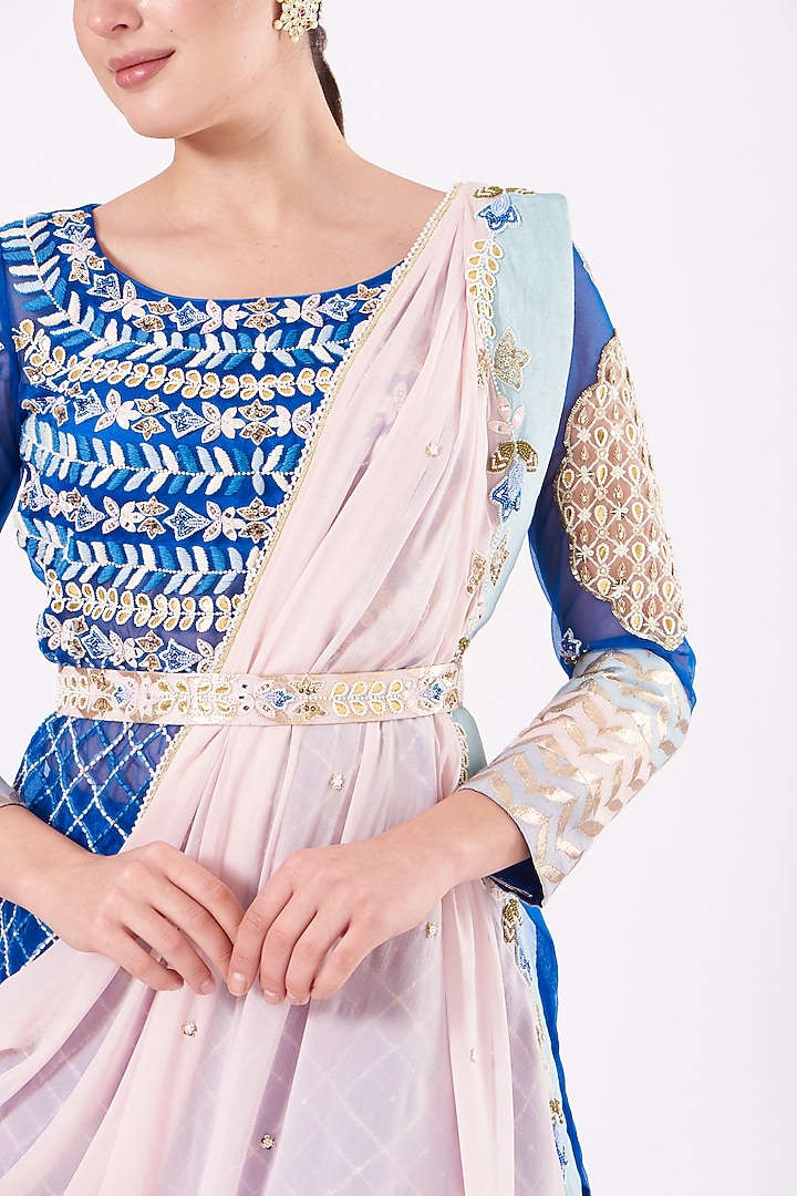Electric Blue Embroidered Wedding Lehenga Set by Shweta Aggarwal at Pernia's Pop Up Shop
