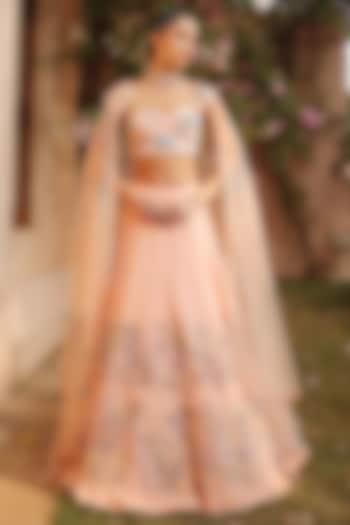 Pink Georgette Hand Work Wedding Lehenga Set by Shweta Aggarwal at Pernia's Pop Up Shop