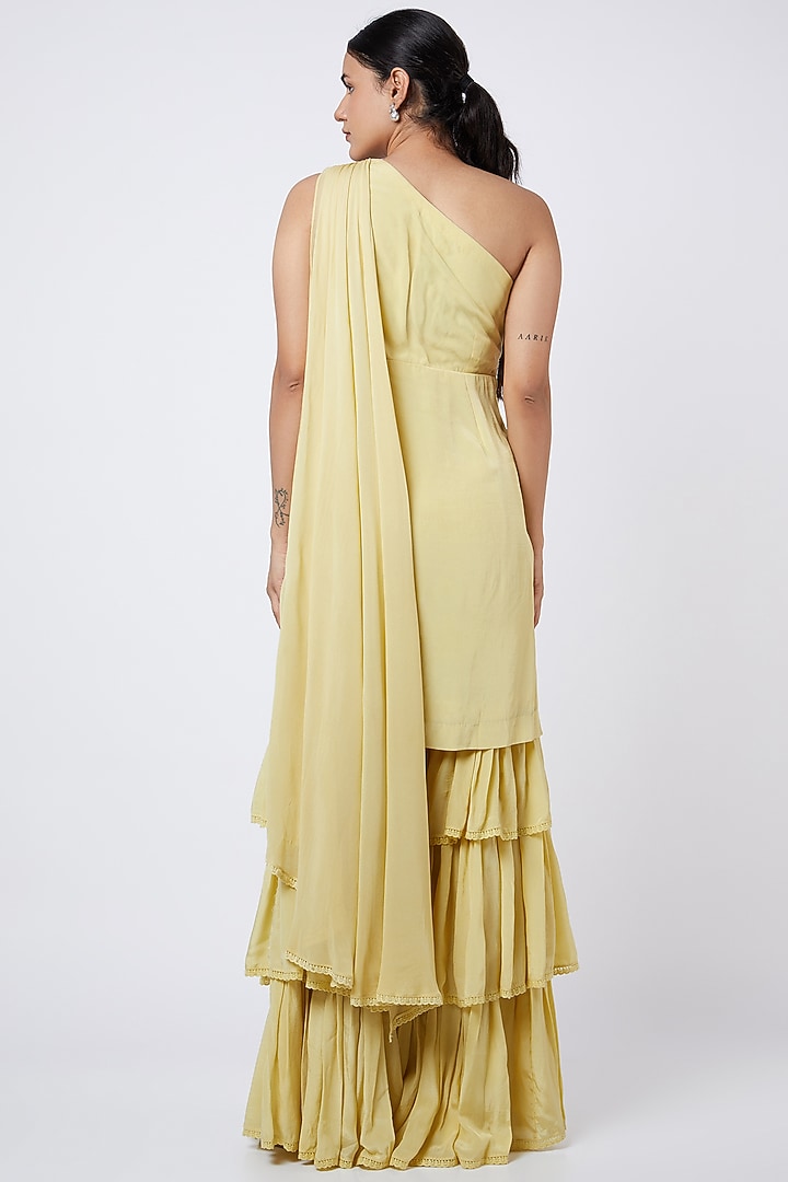 Corn Yellow Embroidered Party Wear Sharara Set by Shweta Aggarwal at Pernia's Pop Up Shop