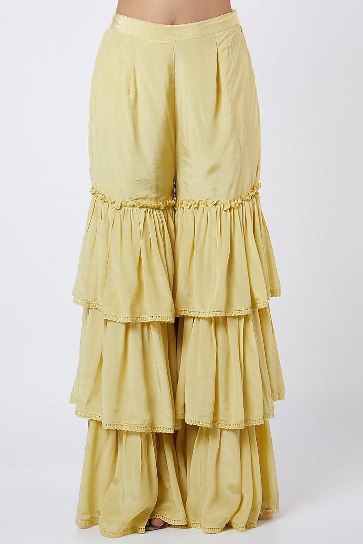 Corn Yellow Embroidered Party Wear Sharara Set by Shweta Aggarwal at Pernia's Pop Up Shop